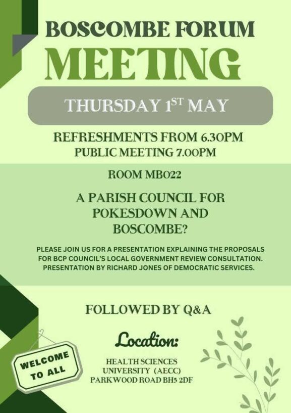 Boscombe Forum Meeting: Have Your Say on Local Government! Thursday, May 1st 2025.