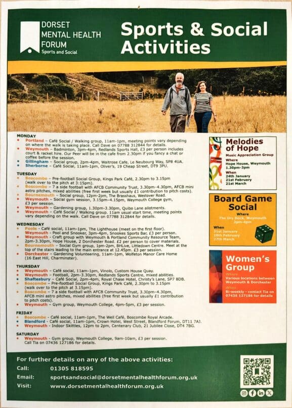Dorset Mental Health Sports and Social Activities
