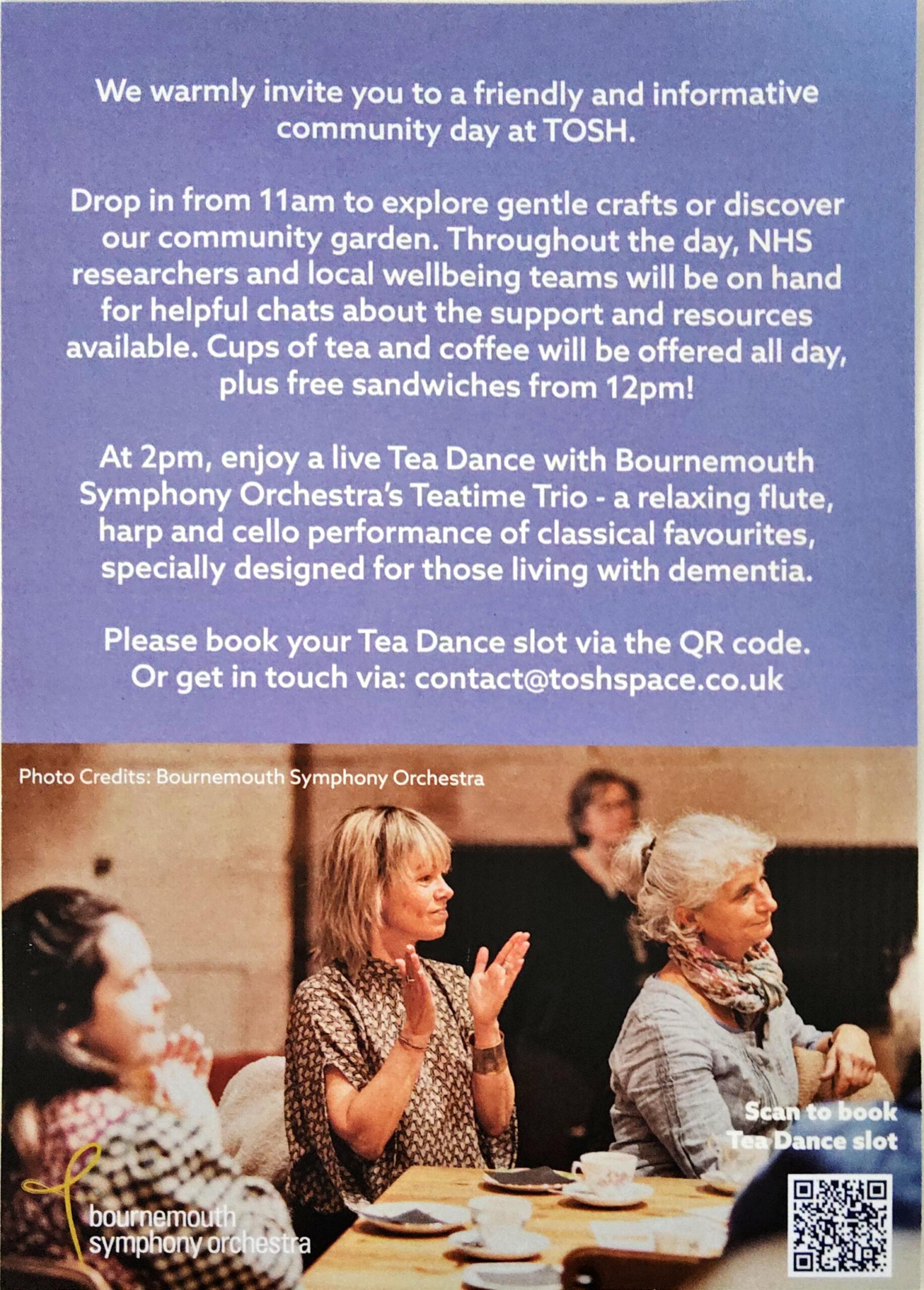 A free community event, "Together for Dementia," will be held at The Old School House (TOSH) on Thursday, May 22nd, from 11:00 AM to 3:30 PM. 