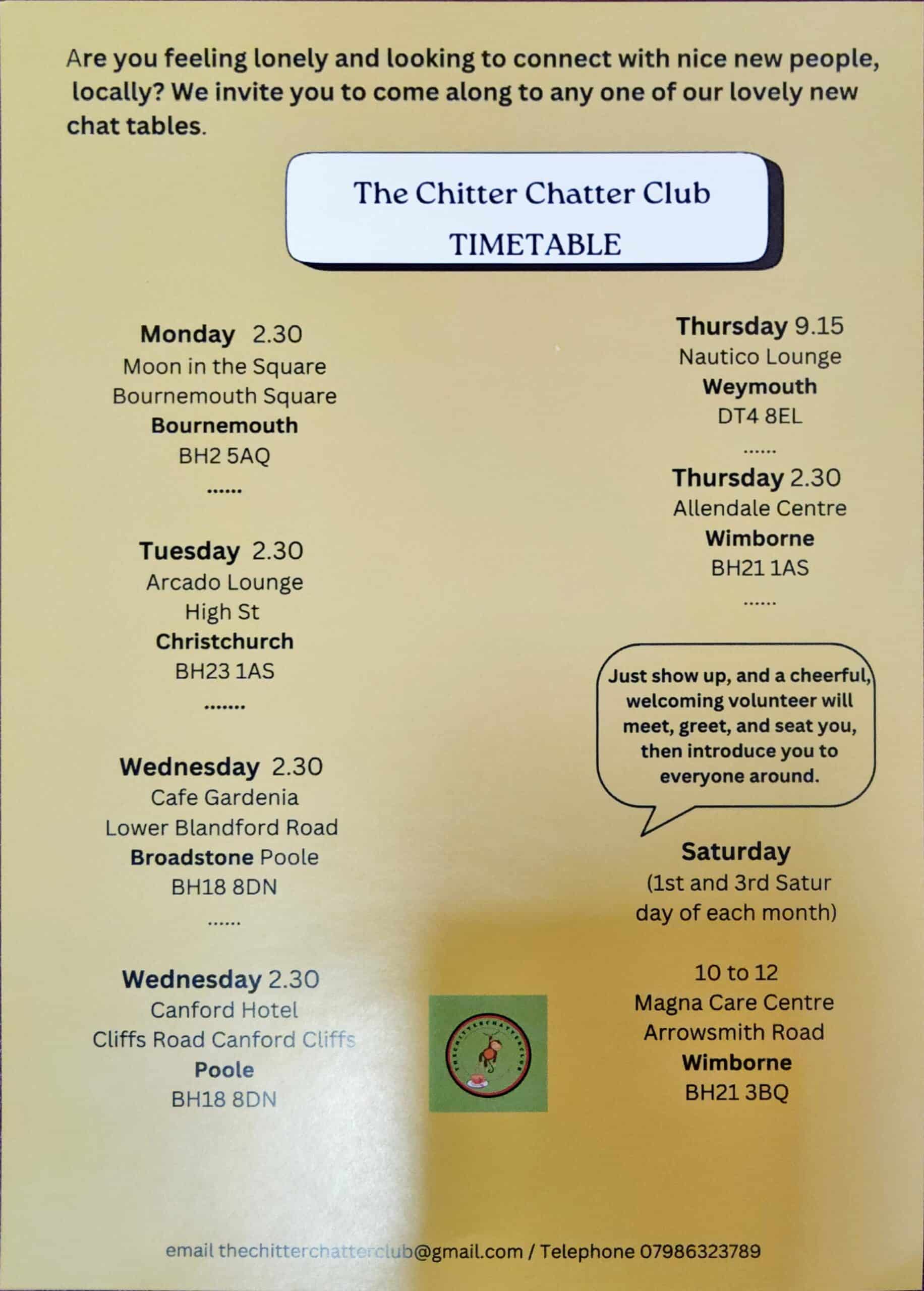 Combat Loneliness: Join The Chitter Chatter Club in Dorset
