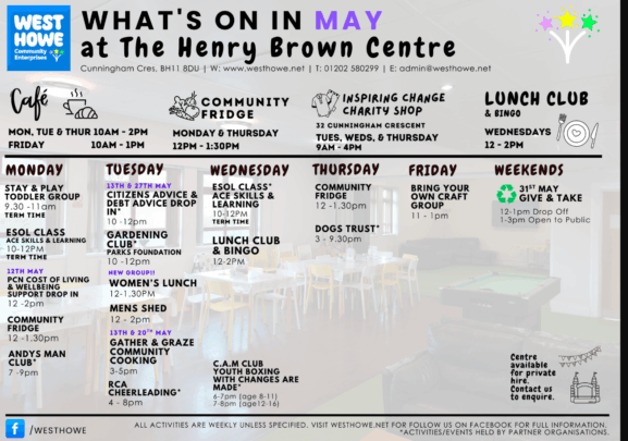 Henry Brown Centre Offers Packed May Schedule