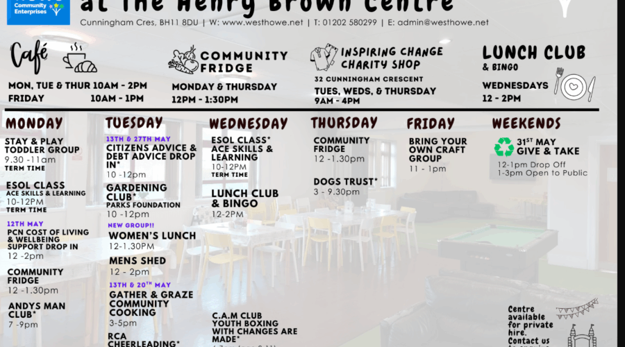 Henry Brown Centre Offers Packed May 2025 Schedule.